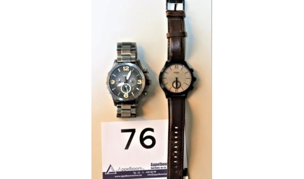 2 div horloges FOSSIL type JR1437 en NWD2F15, werking niet gekend, met gebruikssporen